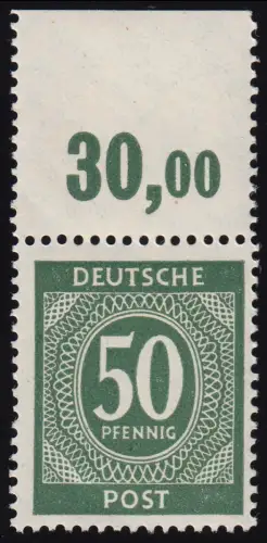 932a PORdgz, Ziffern 50 Pf. durchgezähnter Oberrand, ungefaltet, postfrisch **