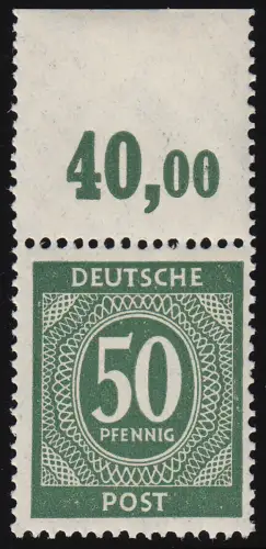932a PORdgz, Ziffern 50 Pf. durchgezähnter Oberrand, ungefaltet, postfrisch **