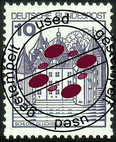 913Al Burgen und Schlösser 10 Pf Glücksburg, ALTE Fluoreszenz, gestempelt O