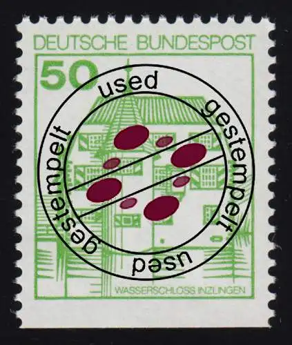 1038DI Burgen und Schlösser 50 Pf Inzlingen, BUCHDRUCK neue Fluoreszenz O