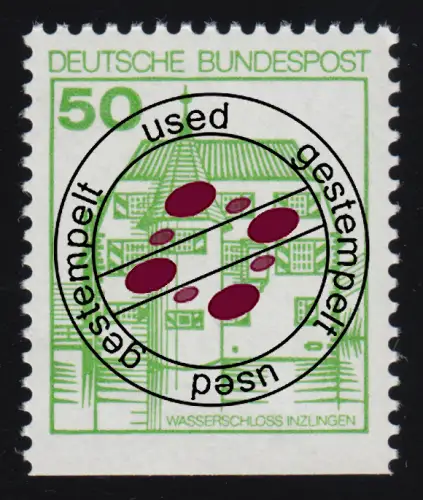 1038DI Burgen und Schlösser 50 Pf Inzlingen, BUCHDRUCK neue Fluoreszenz O