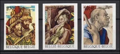 Belgien 1562-1564 Vorlagedrucke ungezähnt, rückseitiger Kontrollvermerk 211