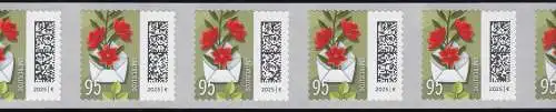 3903 Blumenbrief 95 Cent sk 100er ENS 11er Rollenende mit Nummer 5-10, **