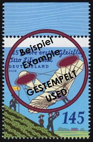 3254 Otto Lilienthal - Erster Gleitflug, aus Bogen, gestempelt O