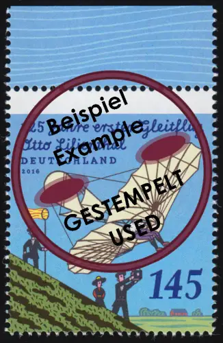 3254 Otto Lilienthal - Erster Gleitflug, aus Bogen, gestempelt O
