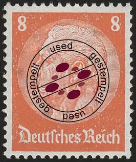 485 Hindenburg 8 Pf. WZ Waffeln, gestempelt O