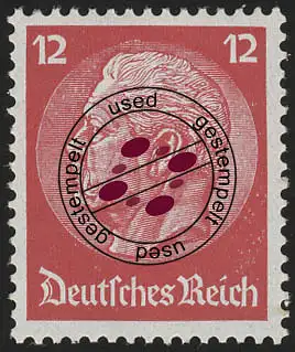 487 Hindenburg 12 Pf. WZ Waffeln, gestempelt O