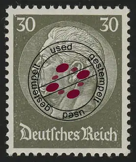 490 Hindenburg 30 Pf. WZ Waffeln, gestempelt O