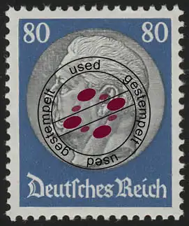 494 Hindenburg 80 Pf. WZ Waffeln, gestempelt O