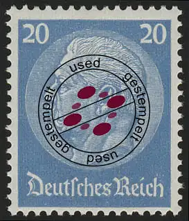 521X Hindenburg-Medaillon 20 Pf, gestempelt O