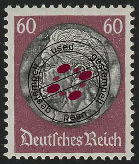 526X Hindenburg-Medaillon 60 Pf, gestempelt O