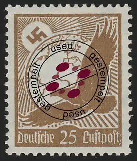 533x Flugpostmarke 1934 25 Pf, gestempelt O