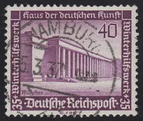 642 Winterhilfswerk Haus der Deutschen Kunst 40 Pf, gestempelt O