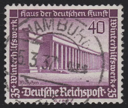 642 Winterhilfswerk Haus der Deutschen Kunst 40 Pf, gestempelt O