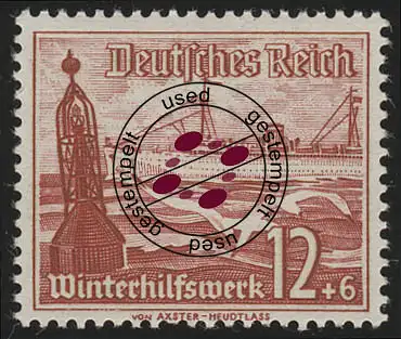 656 Winterhilfswerk Schiffe 12+6 Pf, gestempelt O