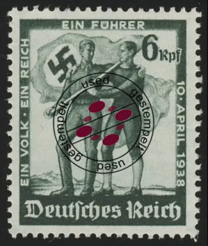 662 Volksabstimmung 1938, mit Wasserzeichen, gestempelt O
