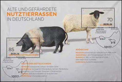 Block 81 Nutztierrassen: Rhönschaf und Deutsches Sattelschwein ESSt Berlin