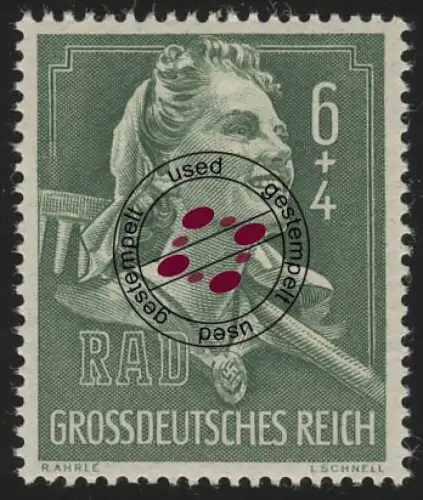 894 Ausstellung des Arbeitsdienstes RAD 6+4 Pf, gestempelt O