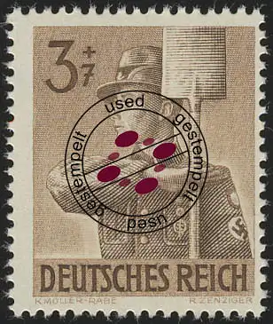 850 Arbeitsdienst 3+7 Pf, gestempelt O