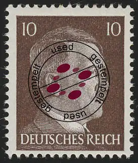 826a Hitler 10 Pf Buchdruck, gestempelt O