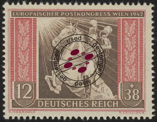 822 Europäischer Postkongress Achsenmächte 12+38 Pf, gestempelt O