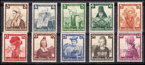 588-597 Volkstrachten Nothilfe 1935 - Satz kaum sichtbar entfalzt *