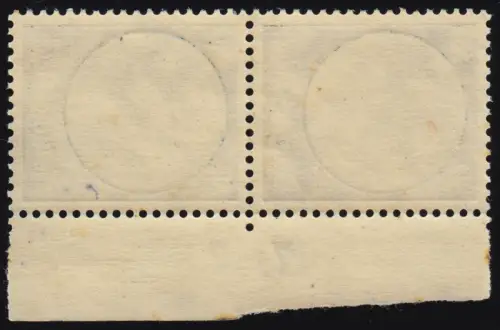 527 Hindenburg 80 Pf., Randpaar DZ 7, Gummi leicht fleckig / unfrisch *