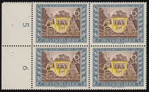 828I Tag der Briefmarke 1943 im Vbl. mit PLF I Fleck in der 2, postfrisch **
