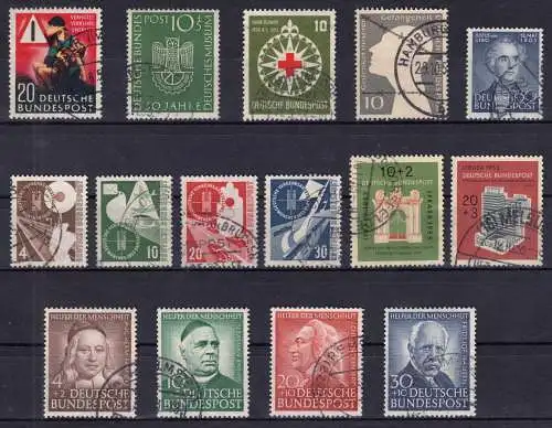 162-176 Bund-Jahrgang 1953 komplett, sauber zeitgerecht gestempelt O