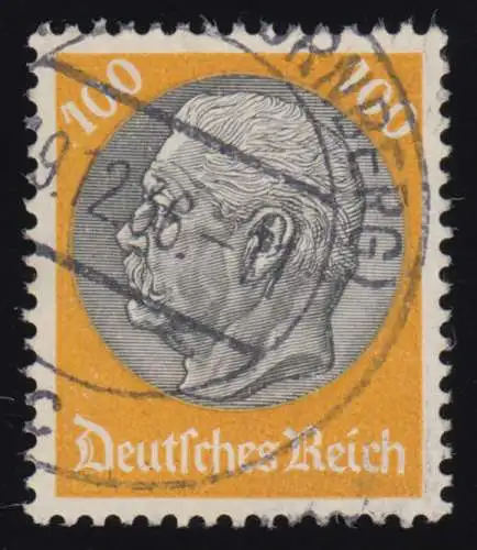 495 Hindenburg 100 Pf. WZ Waffeln, gestempelt O