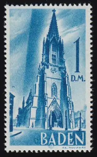 27 II Ergänzungswert Baden 1 D.M. mit PLF II Vogel / Bälle, postfrisch **