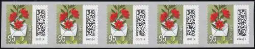 3903 Blumenbrief 95 Cent sk 500er ENS 5er-Streifen GERADE Nummer **