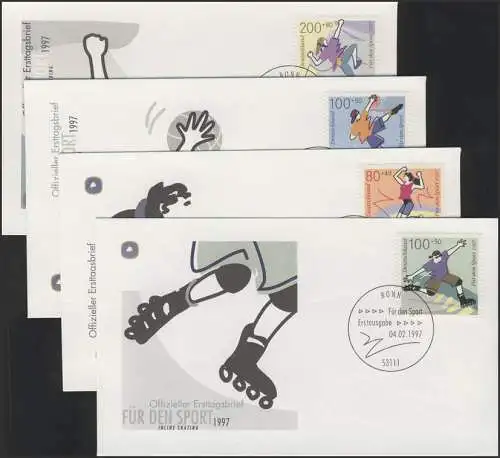 Sporthilfe 1898-1901 vier offizielle FDCs 1997