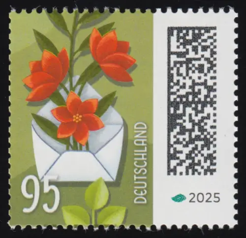 3898 Welt der Briefe 95 Cent Blumenbrief, nassklebend aus Rollen, postfrisch **