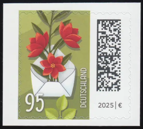 3903 Welt der Briefe 95 Cent Blumenbrief (GDL), SELBSTKLEBEND aus FB 150, **