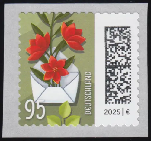 3903 Welt der Briefe 95 Cent Blumenbrief (ENS), SELBSTKLEBEND aus Rollen, **