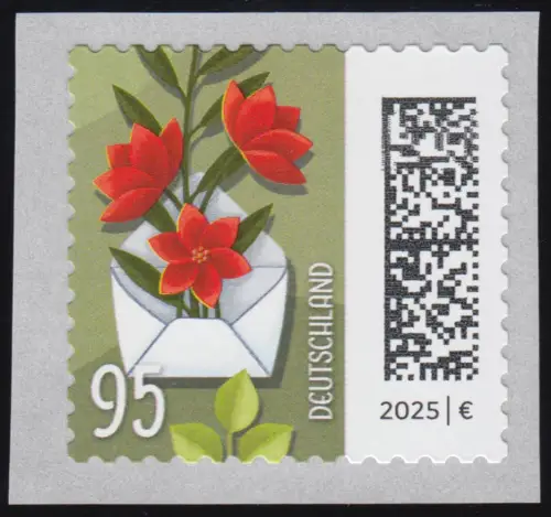 3903 Welt der Briefe 95 Cent Blumenbrief (ENS), SELBSTKLEBEND aus Rollen, **