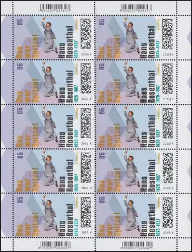 3901 Hans Rosenthal - Das war spitze!, Dalli Dalli, 10er-Bogen postfrisch **