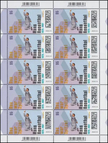 3901 Hans Rosenthal - Das war spitze!, Dalli Dalli, 10er-Bogen postfrisch **