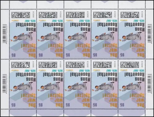 3901 Hans Rosenthal - Das war spitze!, Dalli Dalli, 10er-Bogen postfrisch **