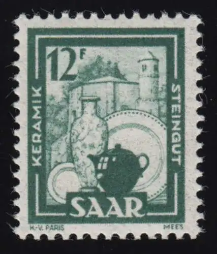 280II Freimarke 12 Fr - mit PLF II Fleck unter dem Schnabel der Kanne, **
