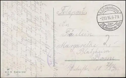 Feldpost AK Liebesgedicht, Kgl. Preuss. Inf.-Reg. 364 K.D. FELDPOSTEXED. 2.10.16
