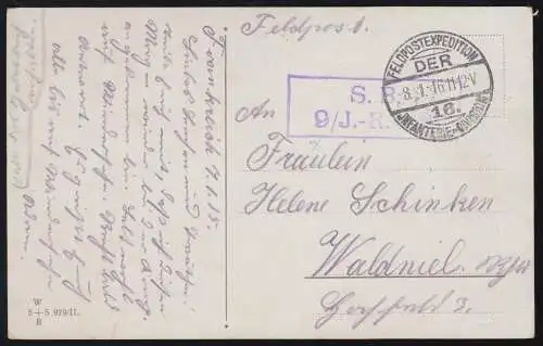 Militaria-AK Marsch Feldlager Postausgabe, Feldpost 16. Inf.-Division. 8.1.16