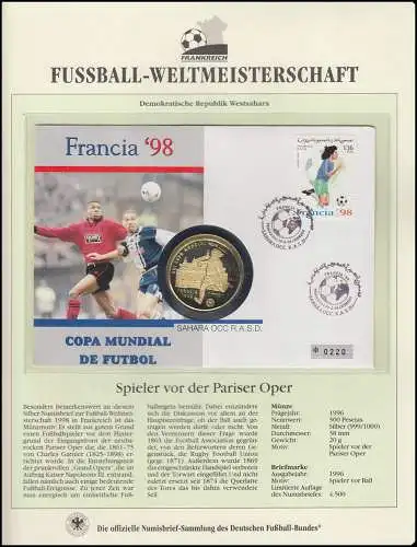 Fußball-Weltmeisterschaft 1998 Frankreich - Numisbrief Pariser Oper, Silber