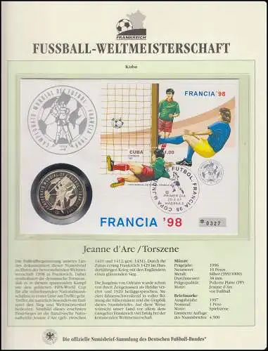 Fußball-Weltmeisterschaft 1998 Frankreich - Numisbrief Karibische Insel, Silber