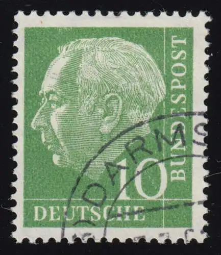 183ya Heuss 10 Pf, blassgelbe Fluoreszenz, gestempelt O