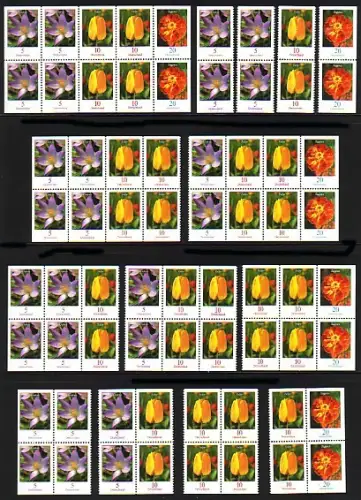 ZD-Blumen 5/10/20 Cent, Zusammendruck-Set  Krokus Tulpe Tagetes komplett **