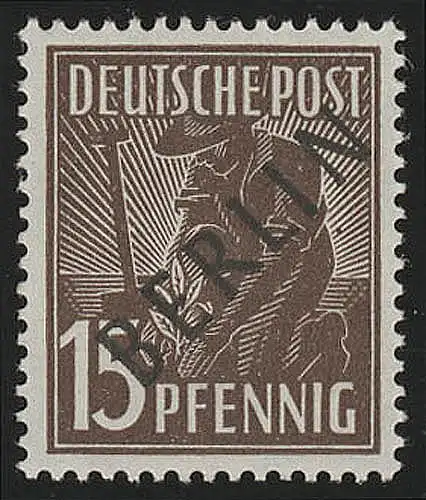 6 Schwarzaufdruck 15 Pf, postfrisch **