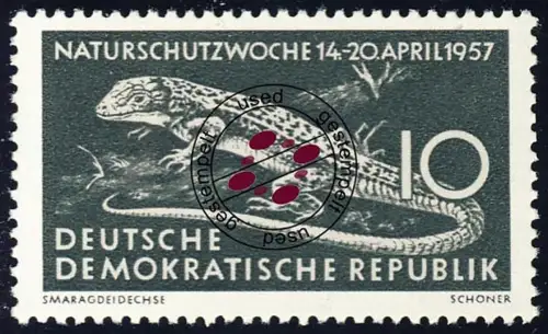 562 Naturschutzwoche 10 Pf Smaragdeidechse, gestempelt O