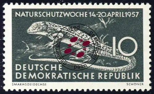 562 Naturschutzwoche 10 Pf Smaragdeidechse, gestempelt O